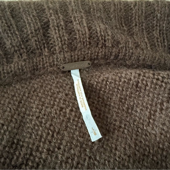 Free People Brown Mohair Open Front Cropped Cardigan Sweater L - Picture 7 of 11